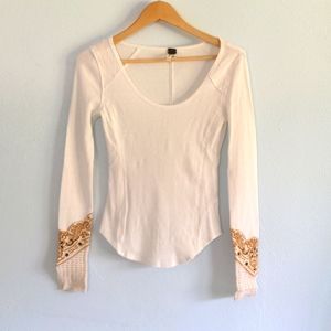 Free People Henley with Lace and Embroidery